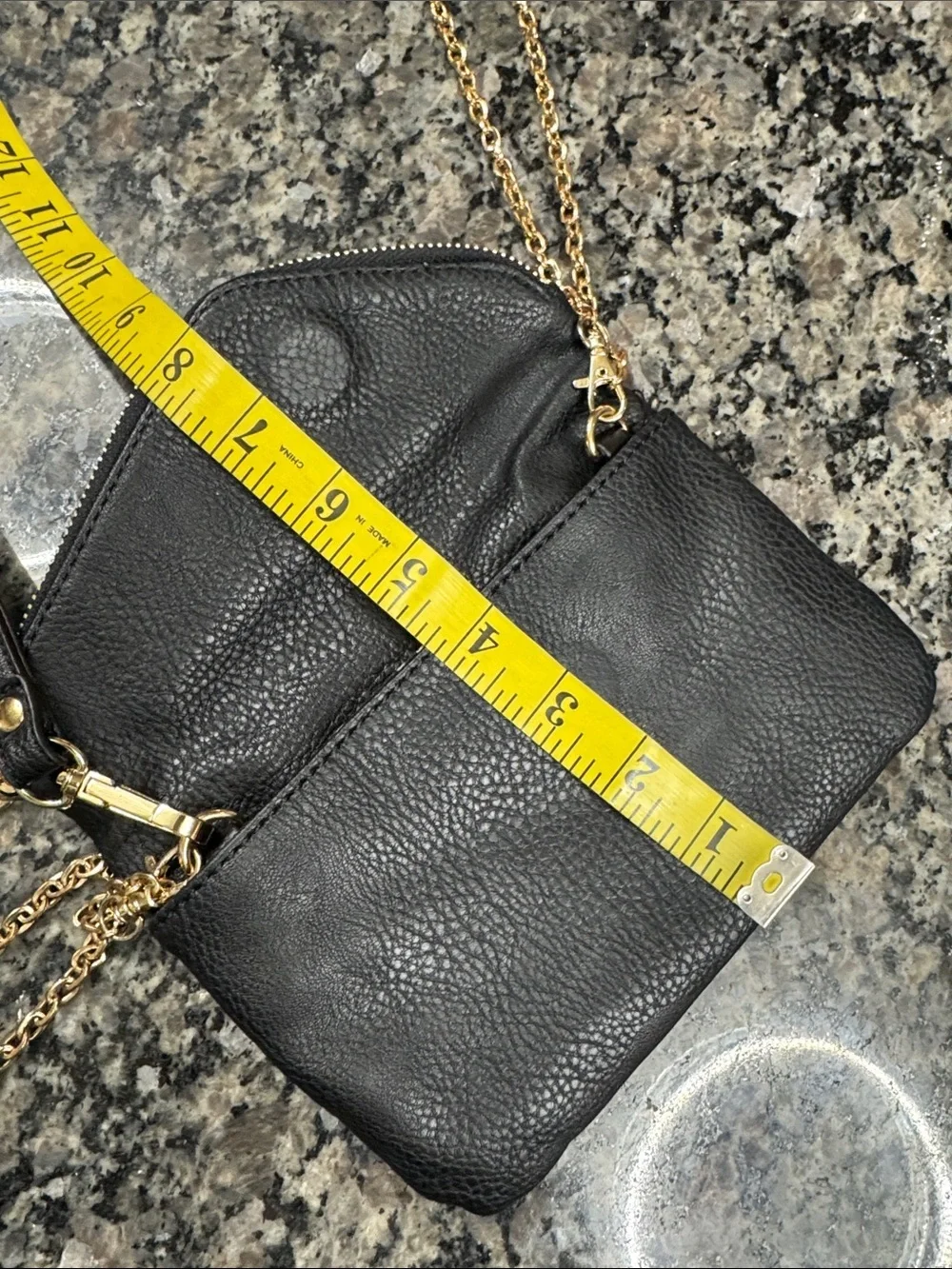 Urban Expressions Black Leather Wristlet Clutch with Gold Hardware EUC